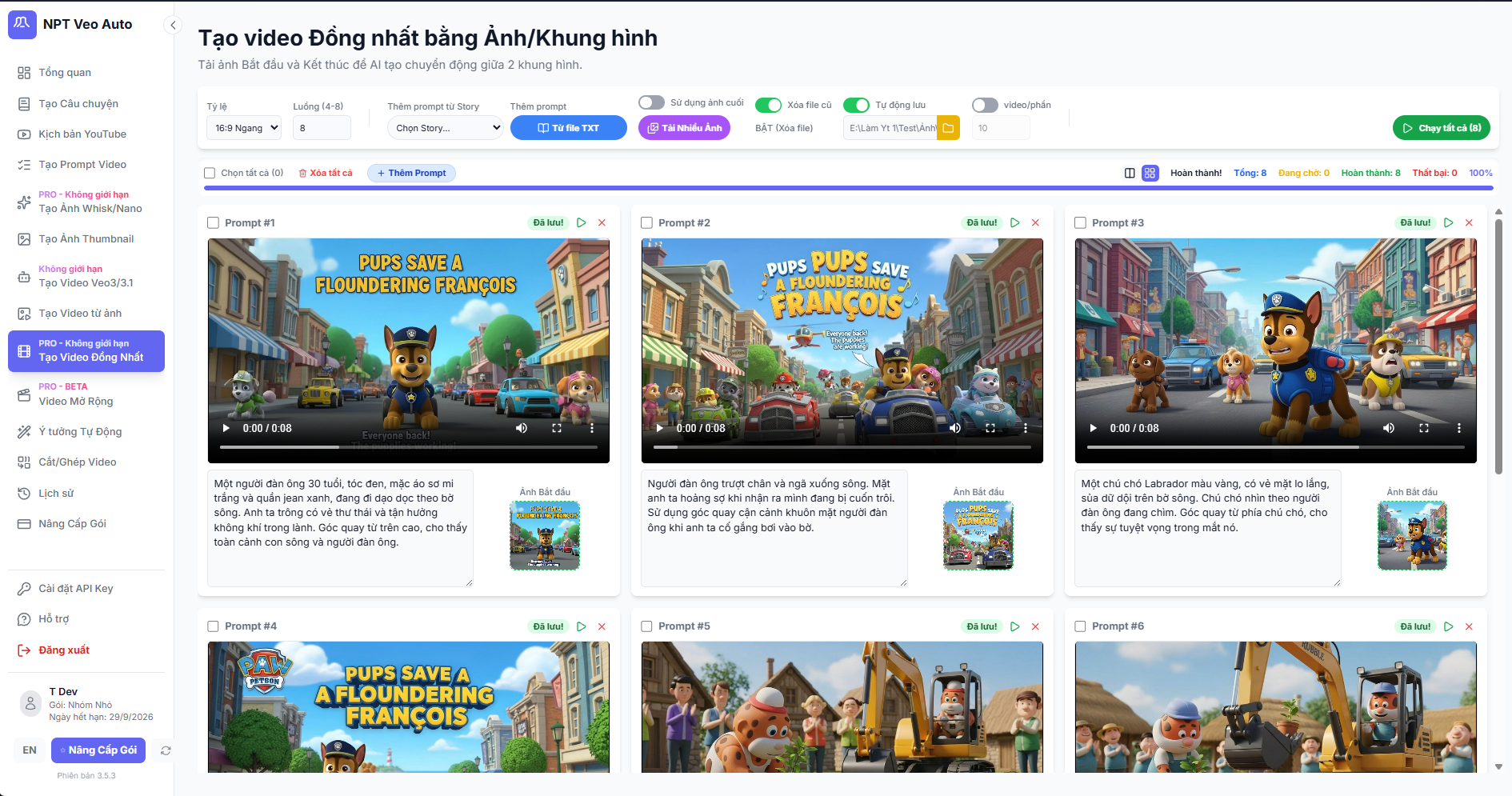 Tạo video hàng loạt bằng Veo3