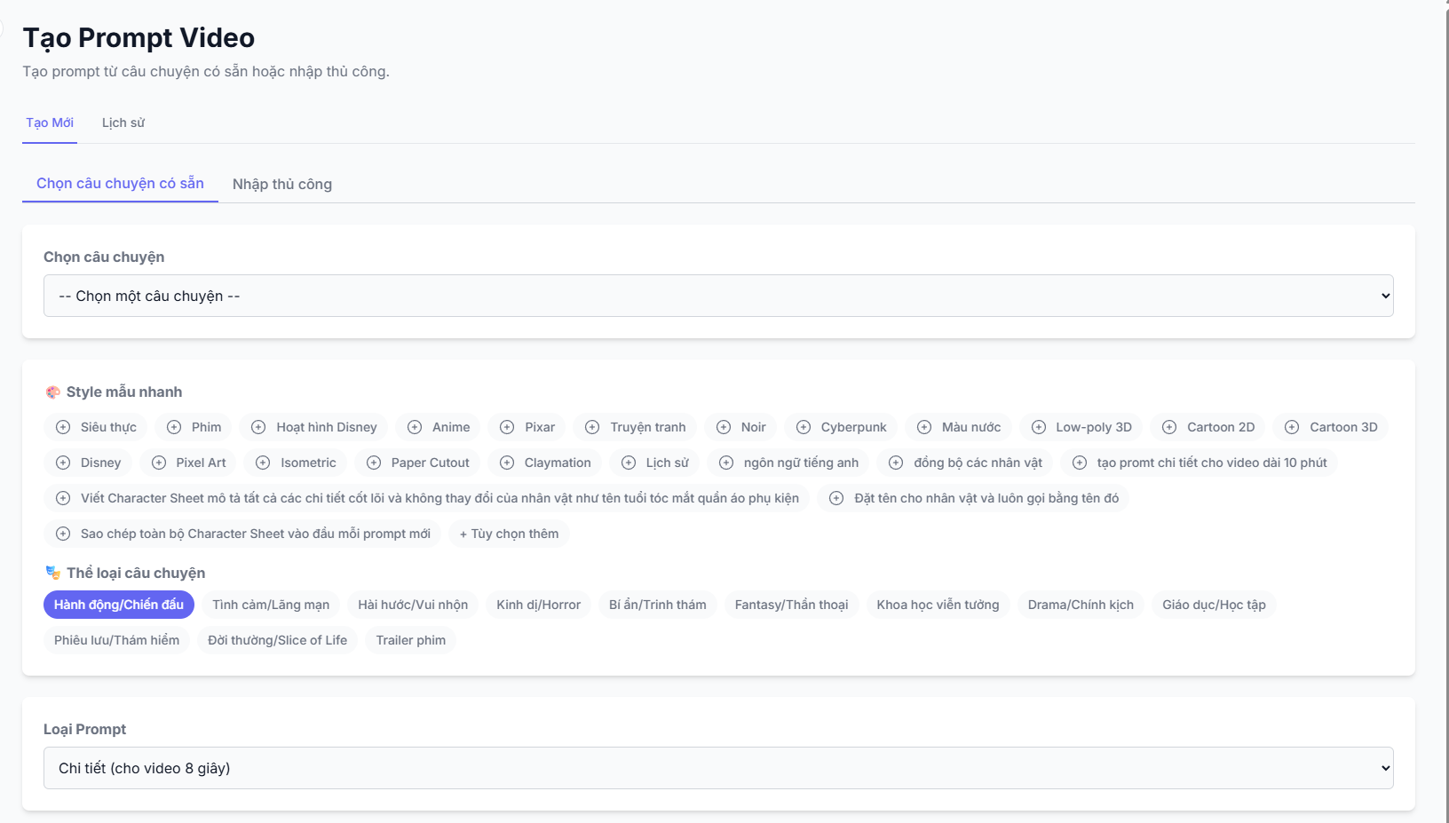 Tạo Prompt Video chuyên nghiệp